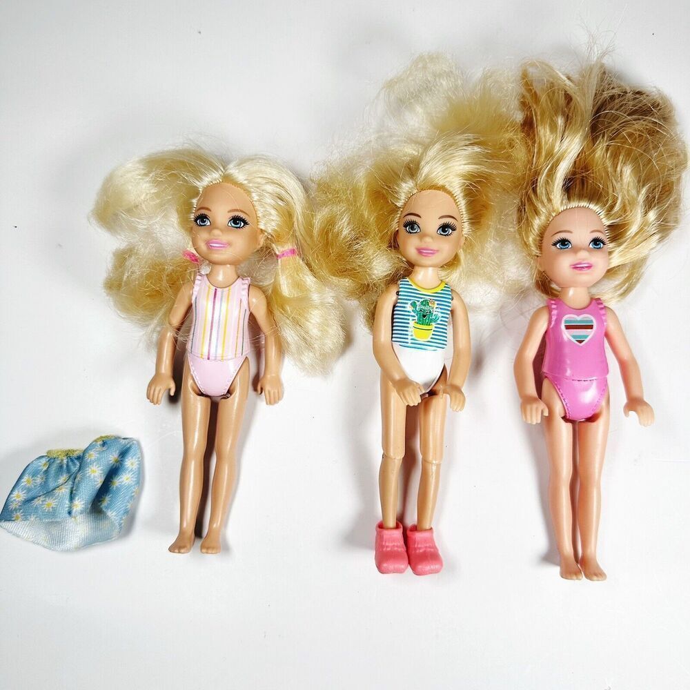 Mattel Barbie Chelsea Doll Lot 3 Piece Swimsuit Summer Blonde Hair 5.5 Inch Kids
